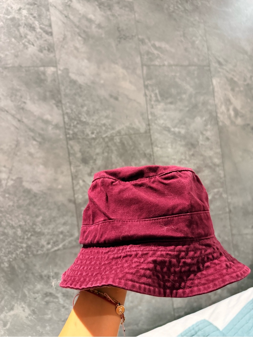 Embroidered POLO RALPH LAUREN Burgundy Bucket Hat - Picture 2 of 3
